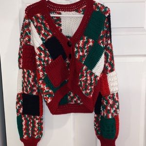Homemade Crocheted Granny Square Christmas sweater